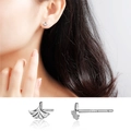 Elegant S999 sterling silver ginkgo leaf stud earrings with detailed texture for women - Ginkgo Leaf Studs