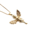 Macro detail of gold-plated angel wings pendant featuring micro-paved cubic zirconia stones - Micro-inlaid Angel Style (0789YH)