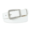 Cintura sottile in pelle PU bianca da donna con fibbia ad ardiglione argento - Bianco