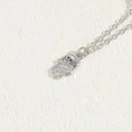 Collana Mano di Fatima con Occhio di Allah e pietre di zircone bianco in argento - Mano di Fatima Occhio del Male / Colore Platino
