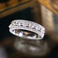Marquise-cut cubic zirconia ring with layered platinum plated copper band for women - White Gold / US 8