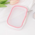 Pochette da viaggio in rete rosa e bianca per pennelli con zip in argento lucido - Regolare / Rosa