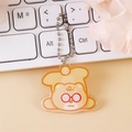 Cute creamy yellow acrylic bear keychain with ball chain for bags and backpacks - Dizzy Bear