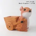 Vaso per piante grasse in resina a forma di scoiattolo, dimensioni 18x9,5x15CM - Topo Arancione che tira il Carretto