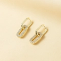 Ovale Ohrringe in Champagner-Gold mit Kristal-Pavé und praktischem Klappverschluss - Pavé U-Form Anhänger / Warmgold