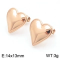Pendientes de corazón minimalistas en oro rosa con acabado brillante elegante - Rosa oro