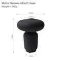 Vaso in ceramica nera opaca con collo stretto e misure dettagliate del prodotto - Grigio Nero Opaco