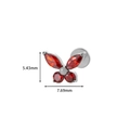 Silver F136 titanium butterfly labret with red zircons, size 5.43mm by 7.69mm - Silver Red
