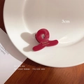 Deep red 3cm mini acetate hair clip with golden France Handmade lettering - Cross Mini Claw: Red (2 Pcs)