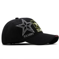 Casquette de baseball US Army en coton noir avec étoile brodée et écussons militaires latéraux - Réglable / Noir