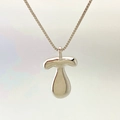 Polished silver balloon style T-letter pendant necklace with a cute chubby bubble design - Letter T / Silver