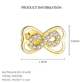 Élégantes boucles d'oreilles infini en argent S925 doré avec des pierres en zircone - Boucle d'oreille clou unique / Or