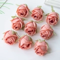 Neuf têtes de roses roses artificielles en soie pour accessoires de bricolage - Vieux Rose