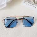 Aviation style kids sunglasses with gold metal frame and blue translucent lenses - Blue