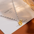 Elegant S925 silver necklace with golden letter D pendant and small zircon stone - Silver Letter D