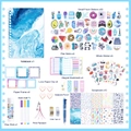 DIY Scrapbooking Set mit Marmor-Notizbuch und buntem Schreibwaren-Zubehör - Meereswellen Journal-Set