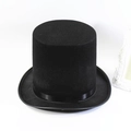 Classic black 20cm high top hat made of felt with a satin ribbon for magic performances - Adult (Height 20cm/Circumference 61cm) / Black