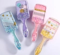 Cartoon glitter liquid hair brushes in pastel blue, purple, pink and yellow variants - 1821-D Style