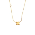 Collier plaqué or avec lettre bulle X et zircone cubique brillante sur fond blanc - Or-Lettre X