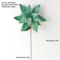 Green 40cm large artificial Christmas flower with glitter detail and lifelike texture - Green