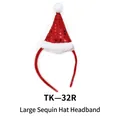 Christmas headband with red sequin Santa hat decoration for festive party costumes - TK-32R Red Large Sequin Hat