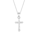 Minimalist S925 sterling silver cross pendant necklace with a hammered texture finish - Hammered Cross Necklace / Platinum Plated