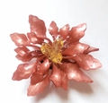 Elegant acrylic flower brooch in pink with yellow beaded center and glossy finish - New Dark Pink