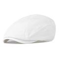 Detailed view of the breathable white newsboy cap with premium cotton fabric texture - Adjustable / White