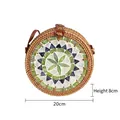 Bohemian round rattan shell bag with blue and green mosaic pattern and leather strap - Bohemian Shell