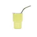 Pale yellow 3oz stainless steel mini tumbler with transparent lid and metal straw - Yellow (conical) / 3oz