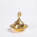 Encensoir en métal doré du Moyen-Orient évidé avec couvercle étoile et croissant - Étoile et Lune A
