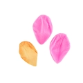 Detail of three silicone molds with realistic leaf and petal textures for cake decorating - Style 8 - Pink