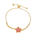 Bracciale a sfere dorate regolabile con ciondolo a stella rosa e trame marmorizzate - Druzy Rosa
