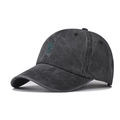 Berretto da baseball vintage in cotone lavato con ricamo palma verde grigio scuro - Nero