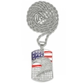 Chaîne hip hop argentée avec pendentif plaque d'aigle et motif drapeau américain - Drapeau Aigle Rectangle (PDT464S) / Pendentif uniquement / Argent