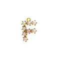Golden titanium steel letter F pendant with white and pink pearls for DIY jewelry - Letter F - Pink
