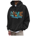 Men's black Thanksgiving hoodie with LOVE letter print and leopard turkey pattern - S / Tops / Black