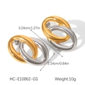Detailed view of two-tone interlocking oval hoop earrings with exact size specifications - Gold and Silver Interlocking Linked Hoops (HC-E10862-GS)