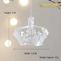 Iridescent crown ornament for Christmas tree, 7cm height with silver bead chain - Crown