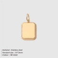 Colgante rectangular DIY de acero inoxidable chapado en oro 14K con textura solar, 16x13mm - Dorado
