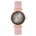Fashion rose gold watch with pink elastic band and leaf pattern dial for women - Pink