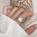 Vintage wide band S925 sterling silver ring with irregular hammered texture on model - JZ1328-Wide Hammered