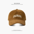 Brown vintage cotton baseball cap featuring white Colorado embroidery in a stylish design - Large Circumference COLO-Camel