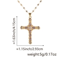 Gold cross pendant necklace with purple zircons and product dimensions on white background - Style R (Luxury Cross/Purple Zirconia)