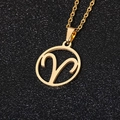 Golden stainless steel necklace featuring a cutout Aries zodiac symbol pendant - Aries / Gold