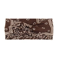Braunes Yoga-Stirnband mit weißem Paisley-Muster und Twist-Knoten für Sport - Paisley Kaffee