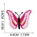 Detailed view of pink butterfly embroidery patch measuring 4.4cm by 3.6cm with measurements - Pink White Yellow Black Butterfly (C19HD-068-46)