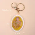 Portachiavi con piatto di polpo in miniatura in contenitore bianco a ventaglio - Piatto Ovale - Polpo / Chiusura Dorata a Forma di 8