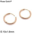 Rose gold plated 18K stainless steel hoop earrings in 10x1.6mm size with round design - 10*1.6mm Rose Gold Ke113782-z / A Pair Of [inner Diameters]