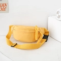 Vibrant bright yellow canvas chest bag for kids with woven zipper pull and black buckle - Yellow